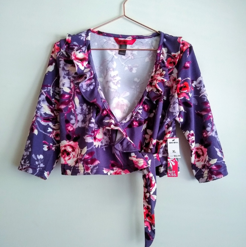 NWT ruffled wrap top Hot Kiss